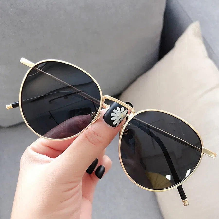 Sunglasses Men Women Retro Circle Alloy Frame New Luxury Brand Design Business Travel Drive Sun Glasses Ladies Unisex 6 Colorsl-Maas