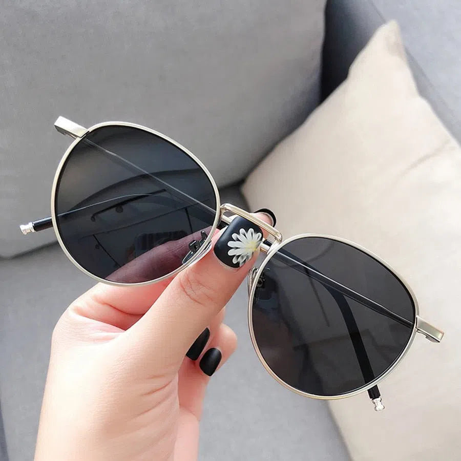 Sunglasses Men Women Retro Circle Alloy Frame New Luxury Brand Design Business Travel Drive Sun Glasses Ladies Unisex 6 Colorsl-Maas