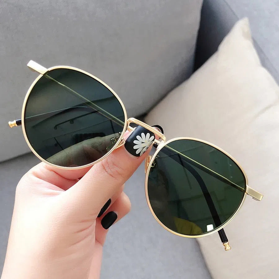 Sunglasses Men Women Retro Circle Alloy Frame New Luxury Brand Design Business Travel Drive Sun Glasses Ladies Unisex 6 Colorsl-Maas