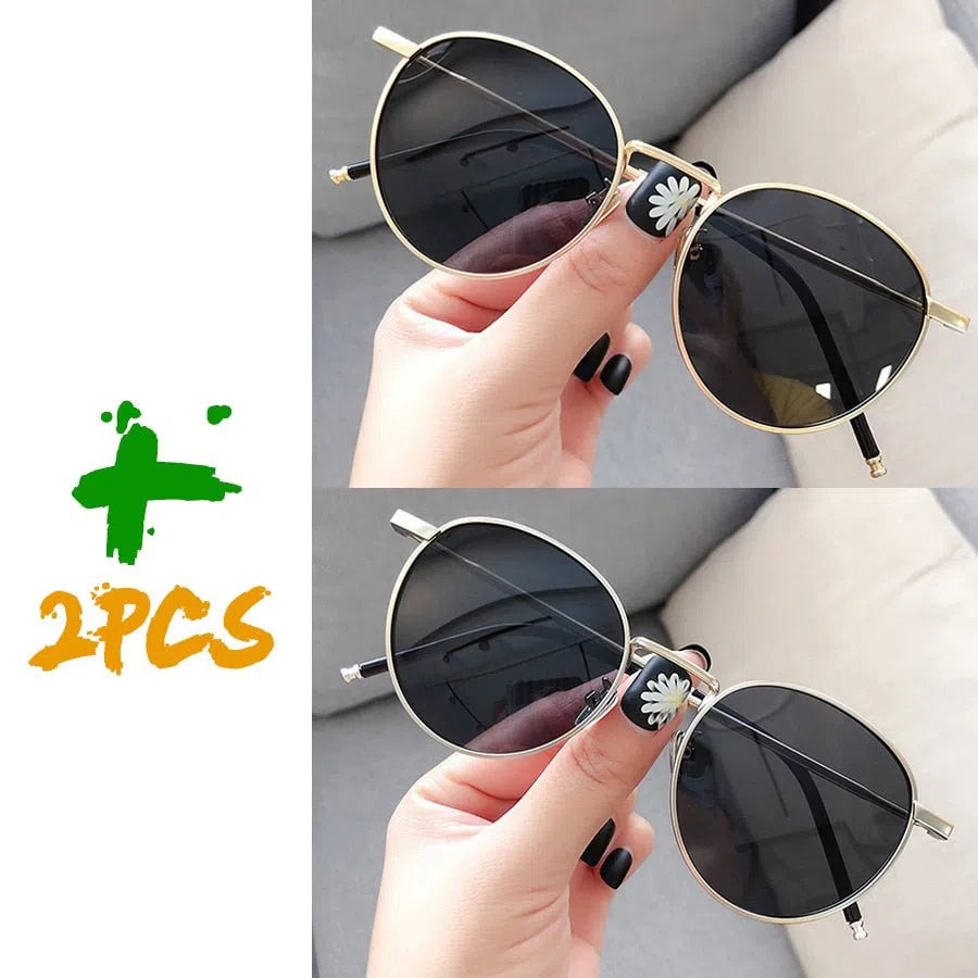 Sunglasses Men Women Retro Circle Alloy Frame New Luxury Brand Design Business Travel Drive Sun Glasses Ladies Unisex 6 Colorsl-Maas
