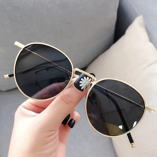 Sunglasses Men Women Retro Circle Alloy Frame New Luxury Brand Design Business Travel Drive Sun Glasses Ladies Unisex 6 Colorsl-Maas