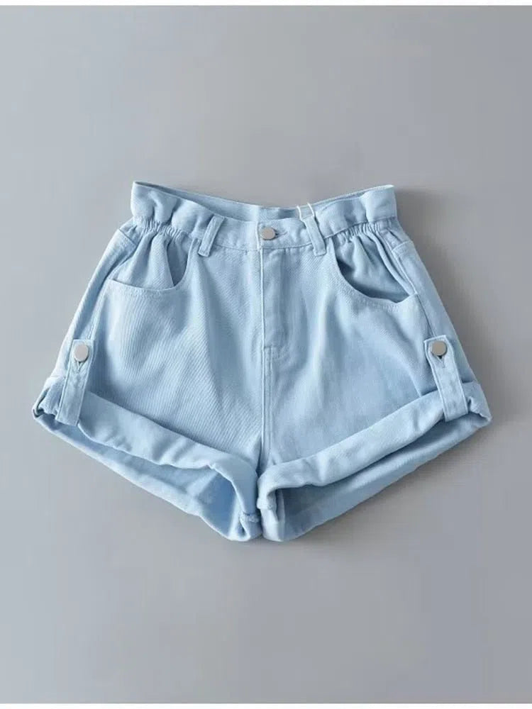 Women's Basic Denim Shorts Trendy Pants High Waist Casual Jeans-Maas