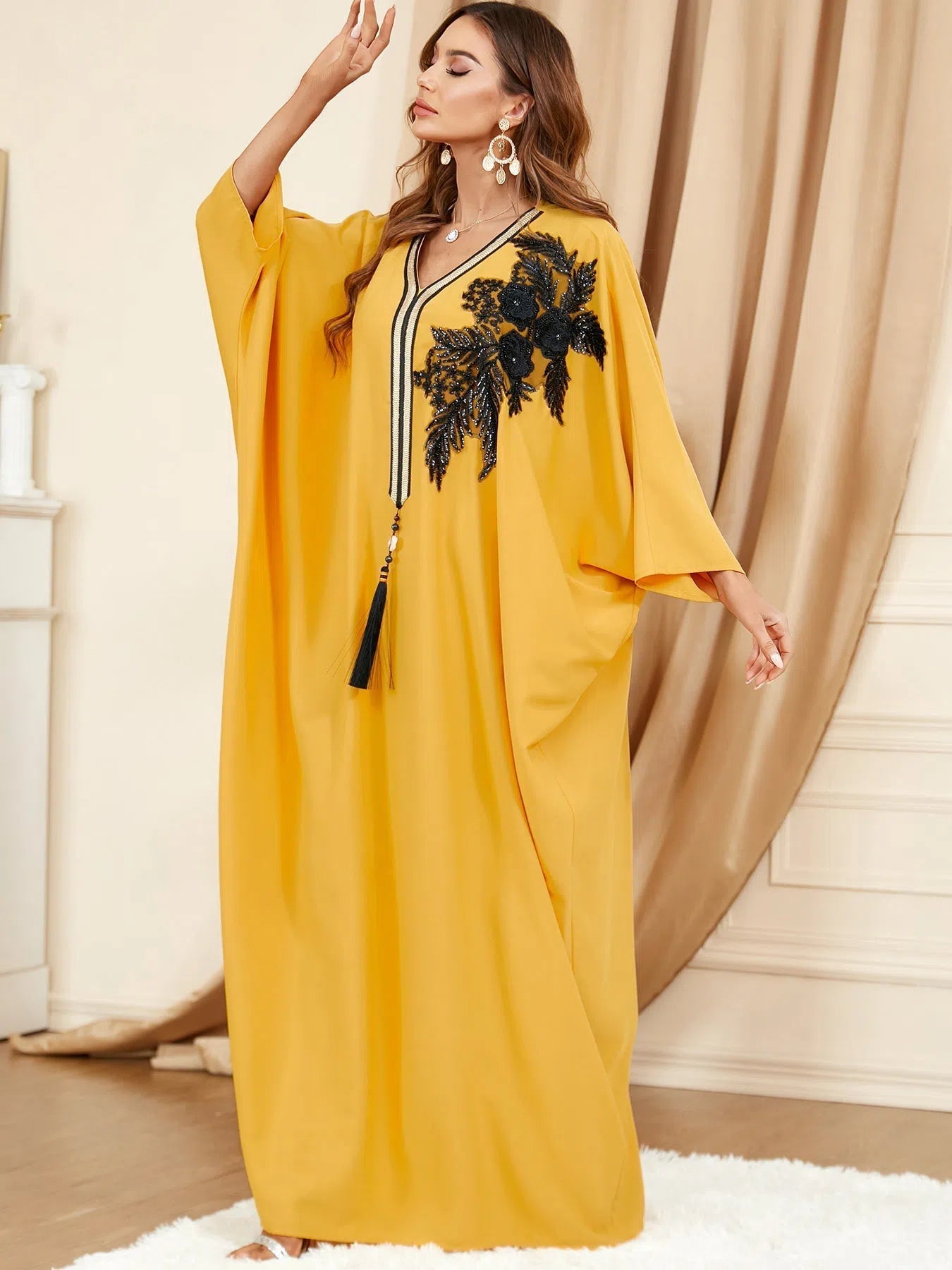 Robe Abaya a manches chauve souris pour femmes Eid surdimensionne arabe turc marocain Maas