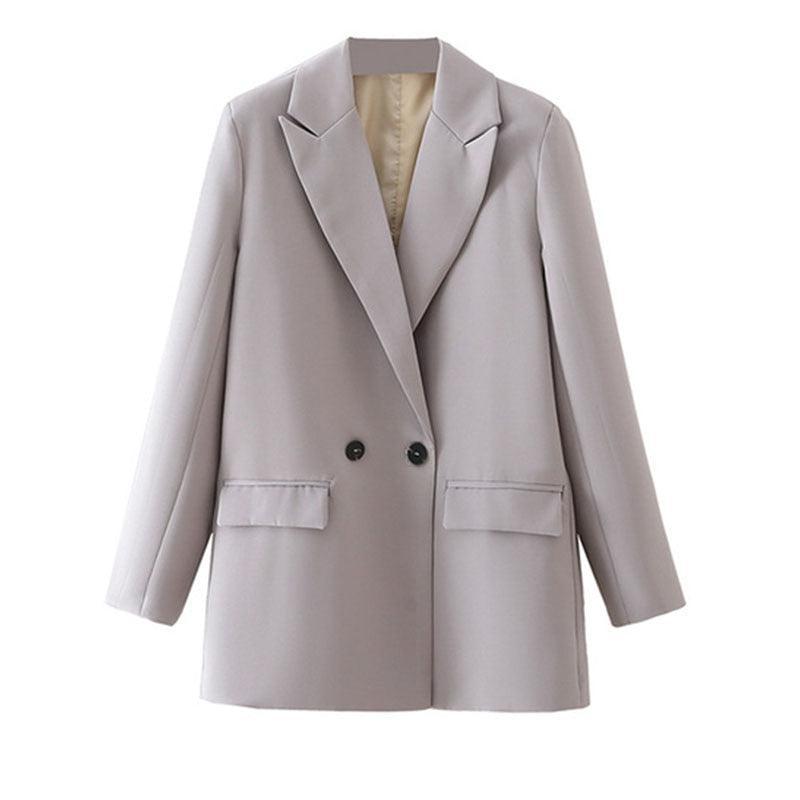 Women's Chic Double Breasted Blazer Long Sleeve Stylish Tops-Maas