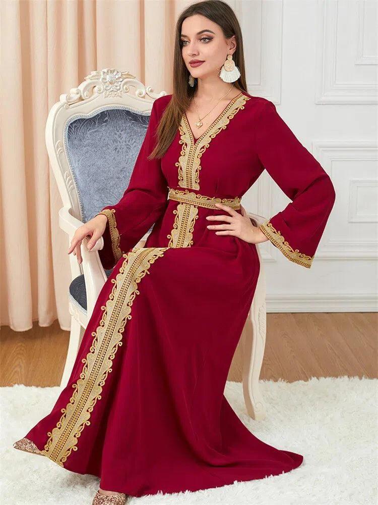 Women's Muslim's Abaya Turkish Moroccan Arabic Long Dress-Maas